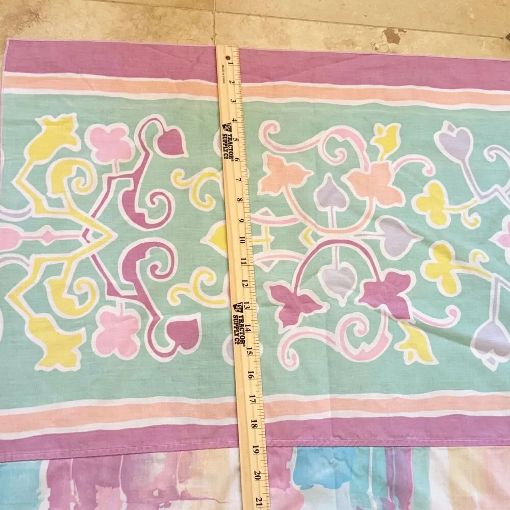 Mary McFadden Martex Pastel Abstract Flat Sheet Twin Windrifts ? Teal Yellw Pink